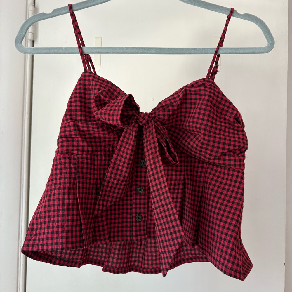 Dress Forum Red and Black Checkered Camisole
